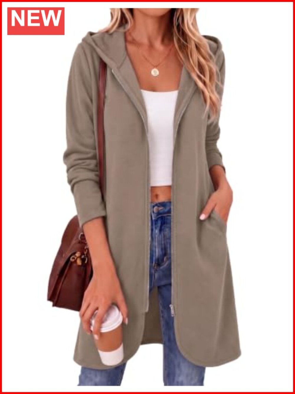 Women's Zip Up Hoodie Oversized Long Fleece Tunic Sweatshirt with Pockets